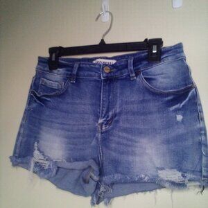 Disclosure Shorts 13 31 Denim Distressed Raw Hem Blue